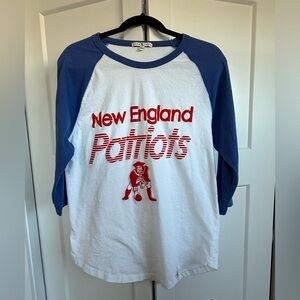 New England Patriots Blue and White Raglan Shirt